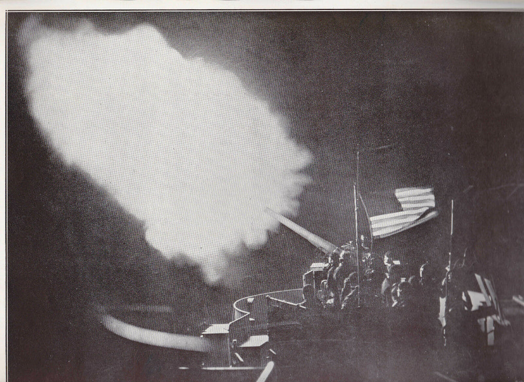 US Navy Destroyer Firing A Gun WWII Dispatch Photo News Service  World War II