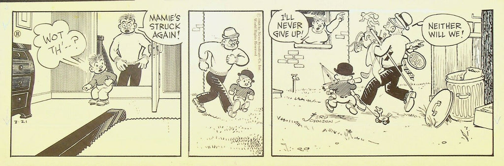 Moon Mullins Ferd Johnson Original Comic Strip Art March 21 1968