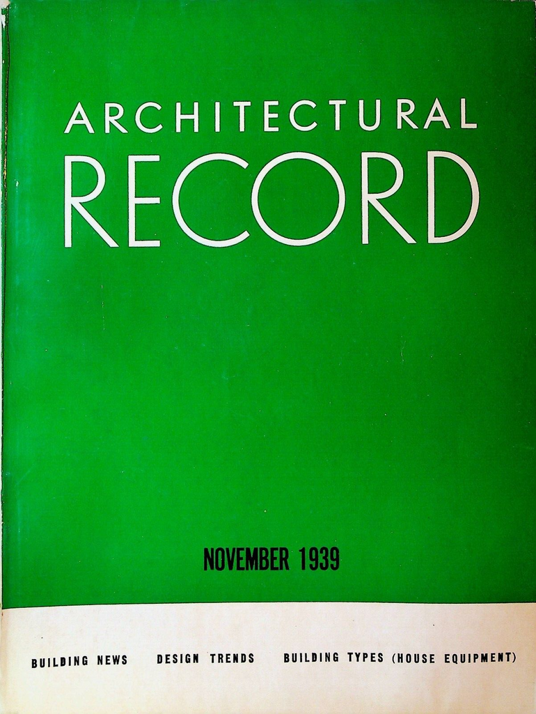 Architectural Record November 1939 American Synagogue Design MIT Field House