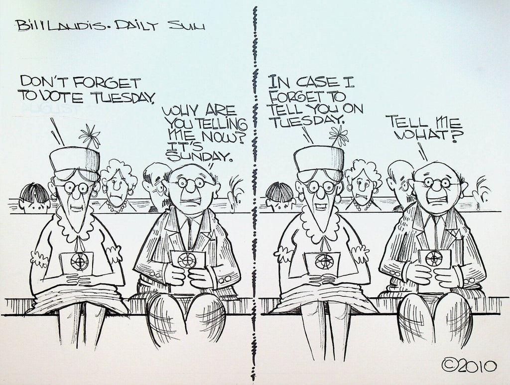 Bill Landis Original Cartoon Art The Villages Daily Sun 2010 Vote Election Day