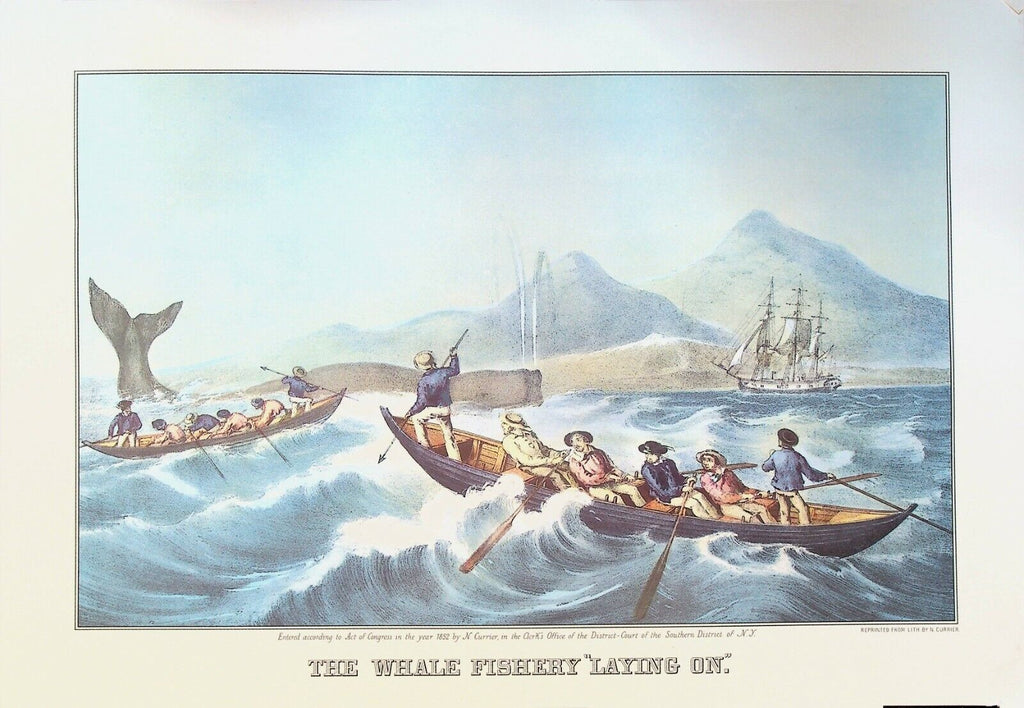 Currier & Ives Calendar Topper 1955 The Whale Fishery Laying On