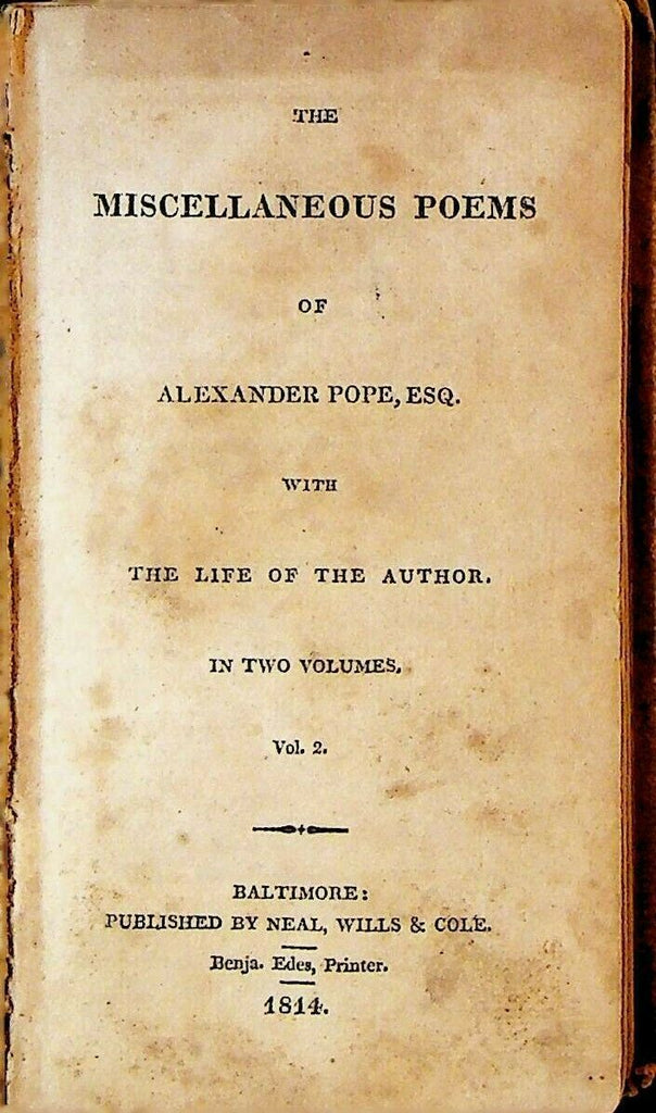 The Miscellaneous Poems of Alexander Pope Volume 2 1814