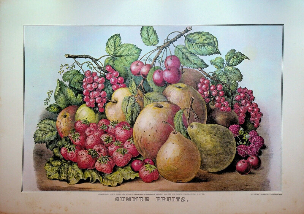 Currier & Ives Calendar Topper 1966 Summer Fruits Pears Strawberries Raspberries