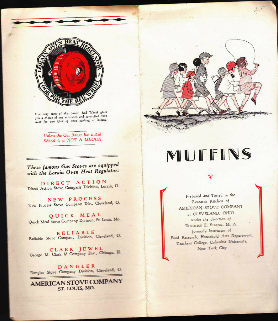 Lorain Oven Heat Regulator Muffins Recipe Brochure 1929 American Stove Company