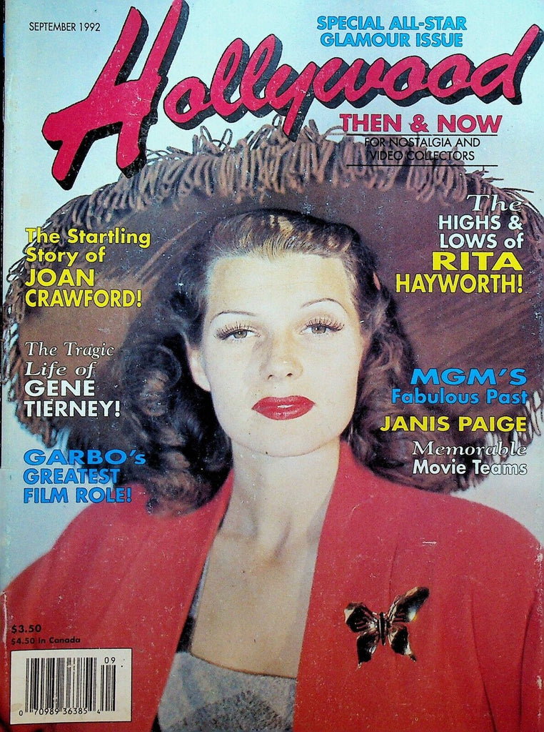Hollywood Then and Now Magazine September 1992 Rita Hayworth Gene Tierney