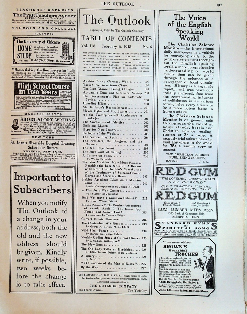 The Outlook Magazine February 6 1918 WWI Arnold Adair Palestine