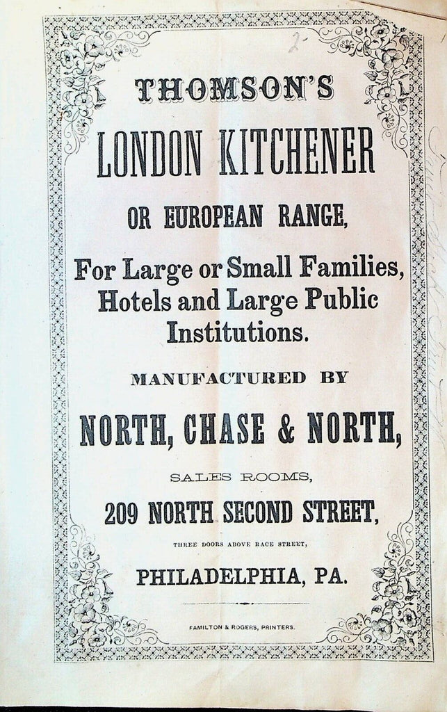 Thomson's London Kitchener or European Range 1890s Brochure Philadelphia Pa