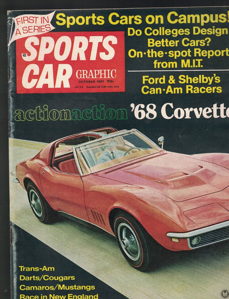 Sports Car Graphic Magazine October 1967 Corvette Tran-Am Camaro Mustang