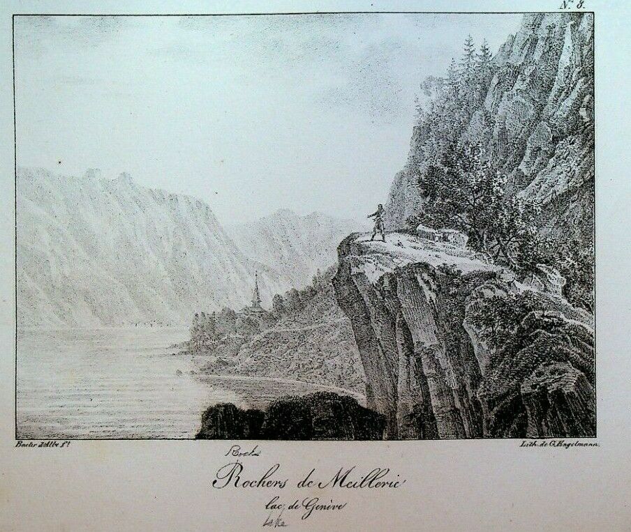 Godefroy Engelmann Lithograph 1820s Rochers de Meillerie Lac de Geneve #8