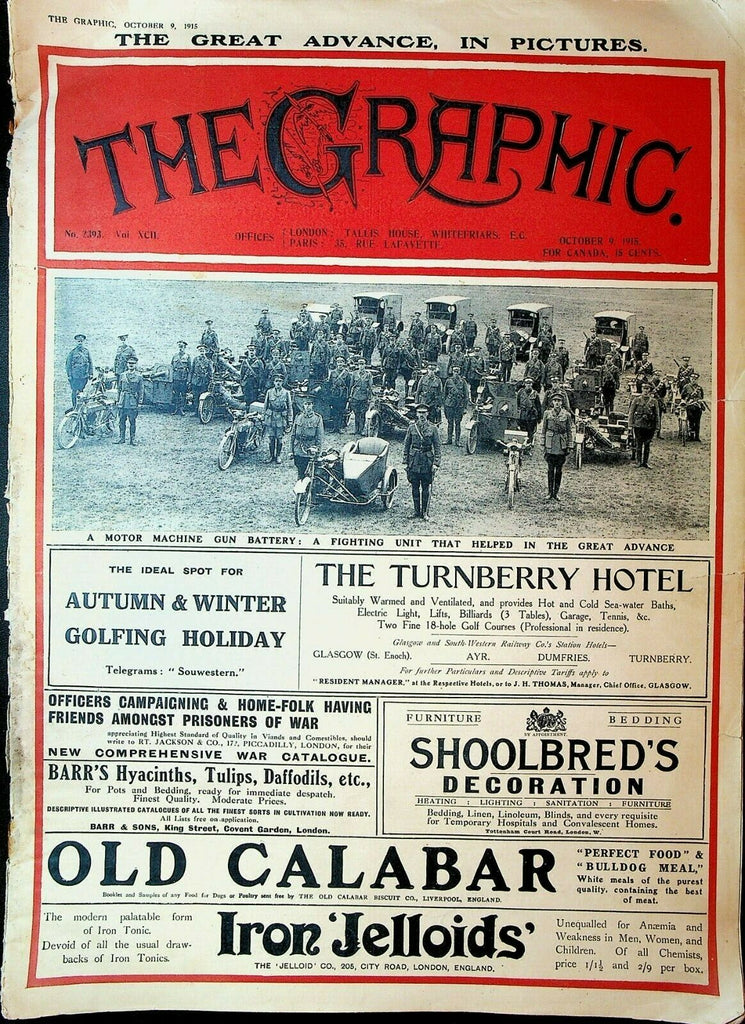 The Graphic Magazine October 9 1915 World War I Estelle Dudley Machine Gun