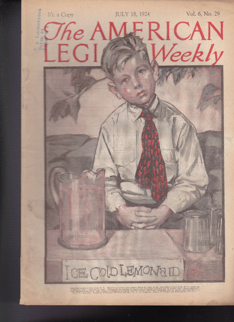 American Legion Magazine Lemonade Stand Cover  July 18 1924