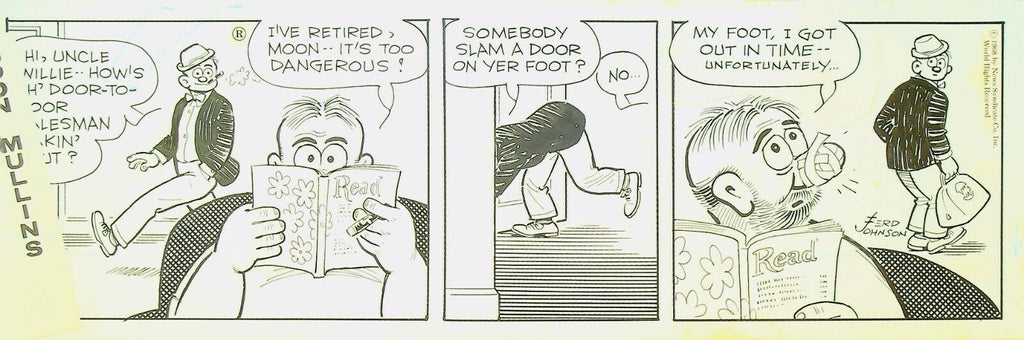 Moon Mullins Ferd Johnson Original Comic Strip Art February 2 1968