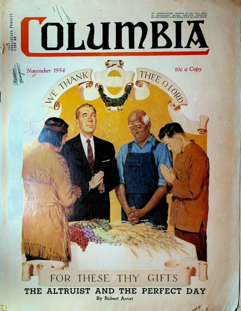 Columbia Magazine November 1954 Thanksgiving Knights of Columbus Catholic