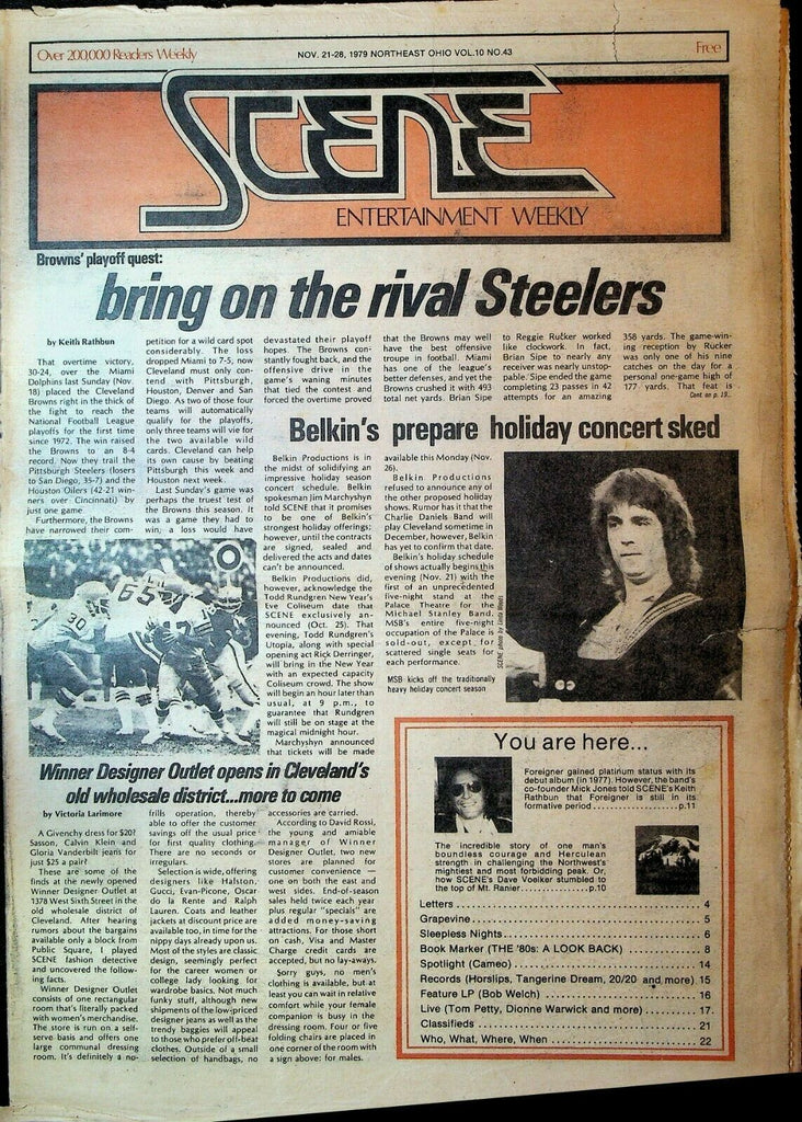 Cleveland Scene November 21 1979 Mick Jones Foreigner Cleveland Browns