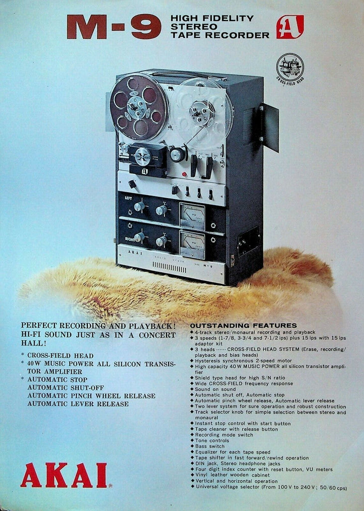 Akai M-9 Stereo Tape Recorder Ad Sheet 1970s