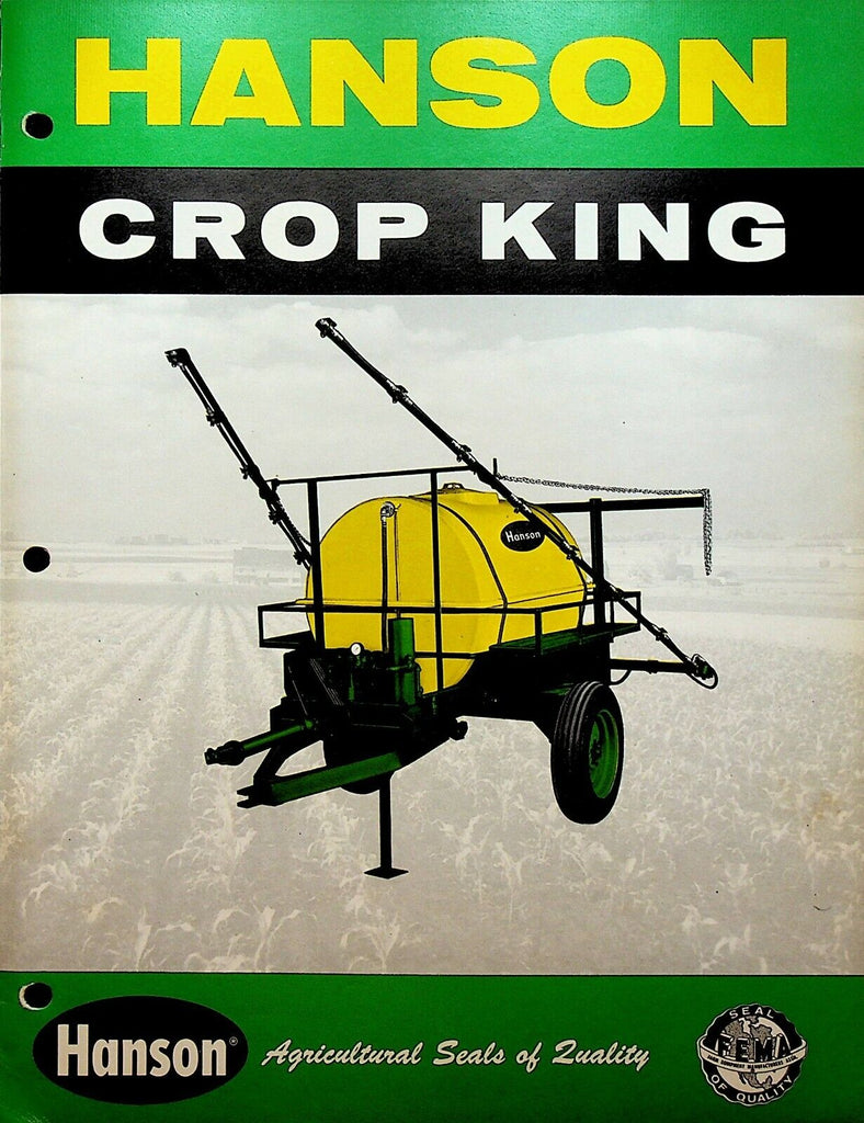 Hanson Crop King 1960s Brochure Agriculture Farm Beloit Wisconsin