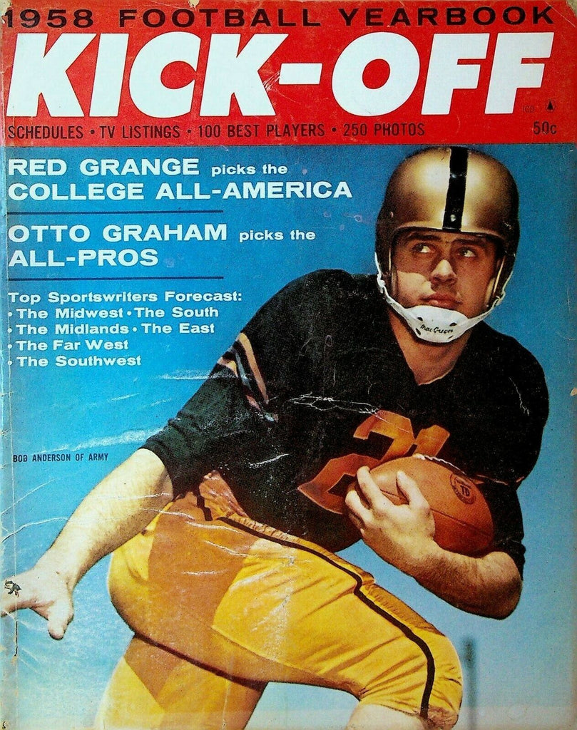 Kick-Off 1958 Football Yearbook Bob Anderson Army College & NFL