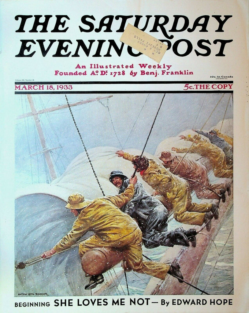 Saturday Evening Post March 18 1933 F Scott Fitzgerald Anton Otto Fischer
