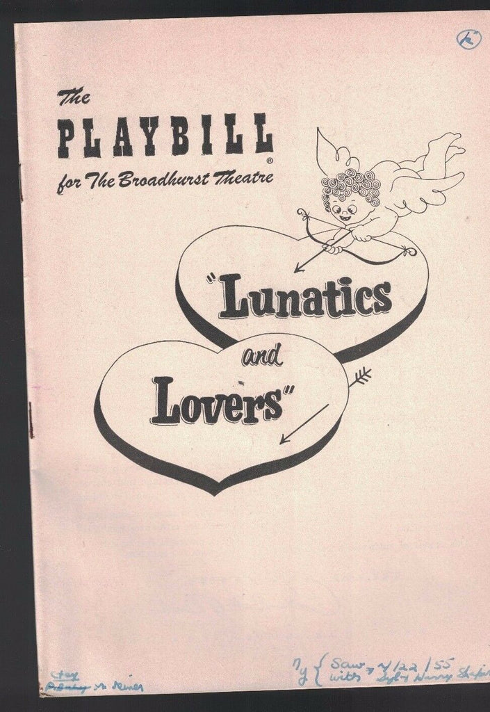 Lunatics & Lovers Playbill April 18 1955 BUDDY HACKETT Nat Cantor