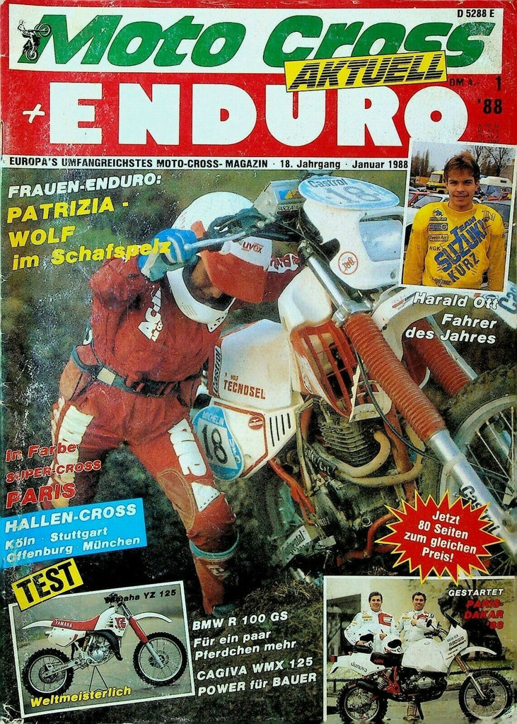 Motocross Enduro Magazine January 1988 Motorcycles Harald Ott Paris Super Cross