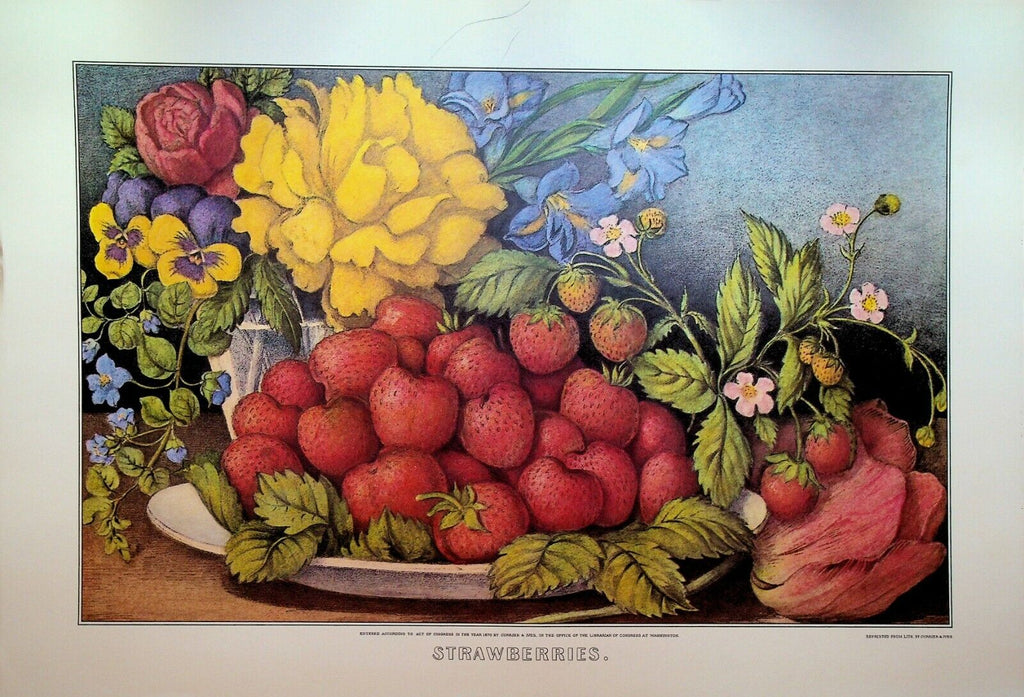 Currier & Ives Calendar Topper 1973 Strawberries