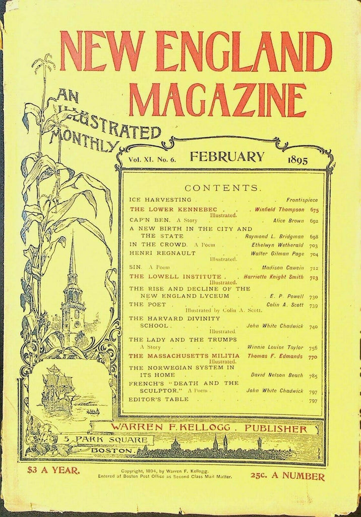 New England Magazine February 1895 Lowell Institute Massachusetts Militia