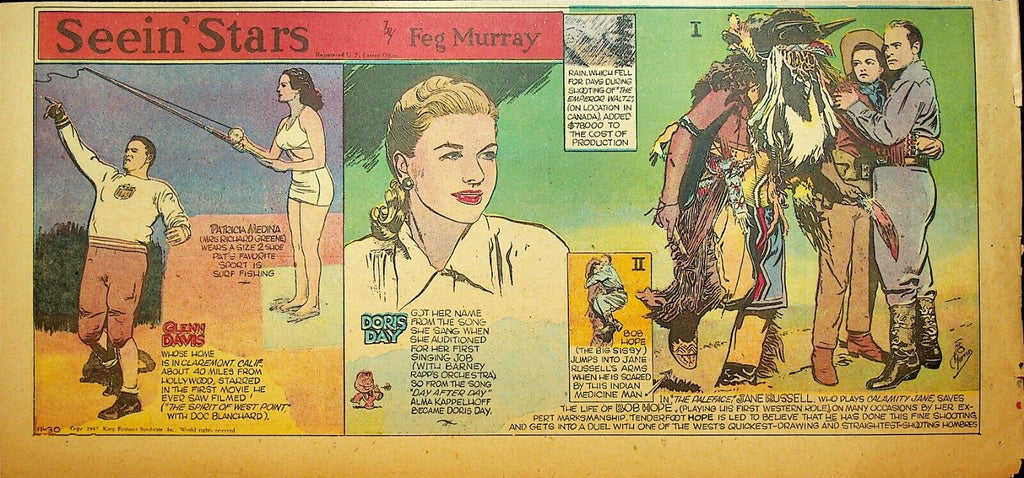 Seein Stars Comic Strip November 30 1947 Doris Day Bob Hope Glenn Davis