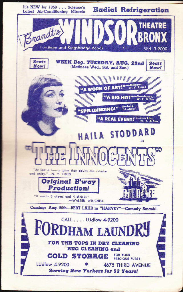 Brandt's Windsor Theatre Bronx NY 1950 Program Barretts of Wimpole Street