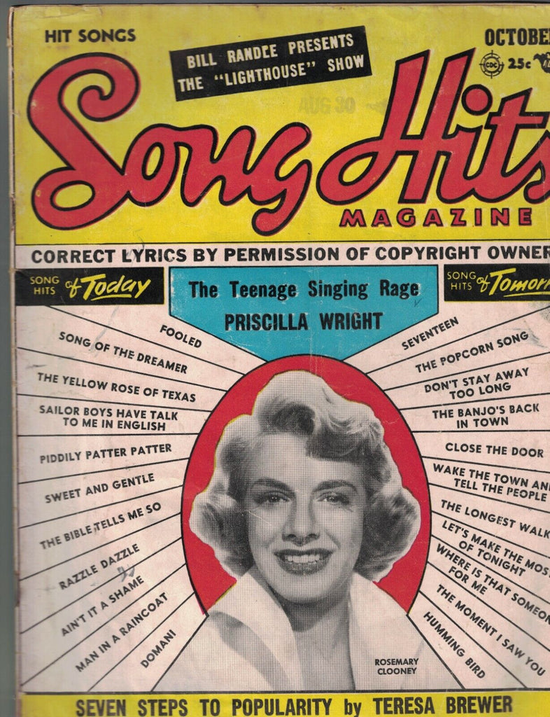Song Hits Magazine October 1955 Rosemary Clooney Priscilla Wright Perry Como