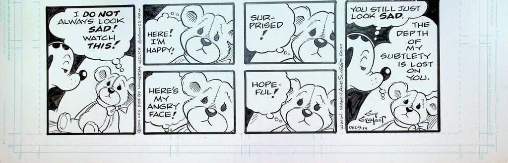 Nancy Comic Strip Original Art Guy Gilchrist December 9 2014 Teddy Bear