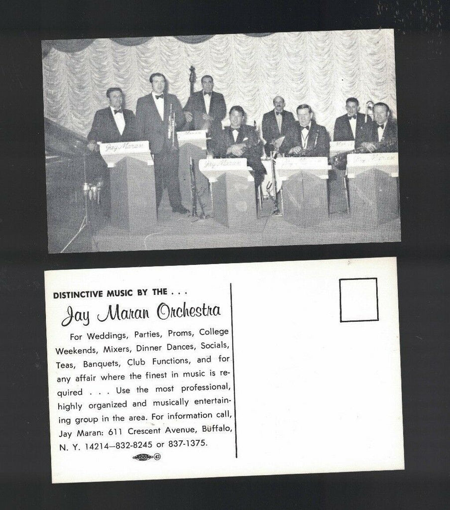 Jay Maran Orchestra Unused Postcard Big Band Buffalo NY