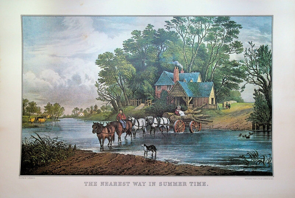 Currier & Ives Calendar Topper 1965 The Nearest Way in Summer Time