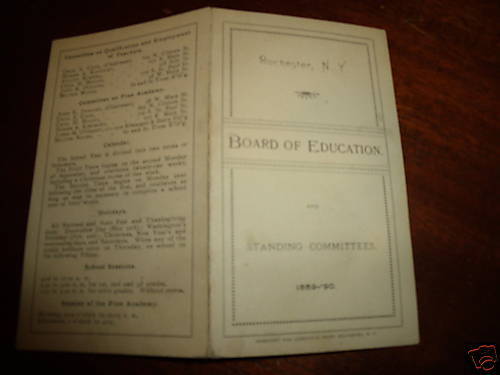 Rochester NY Board of Education booklet 1889-90 Standing Committee