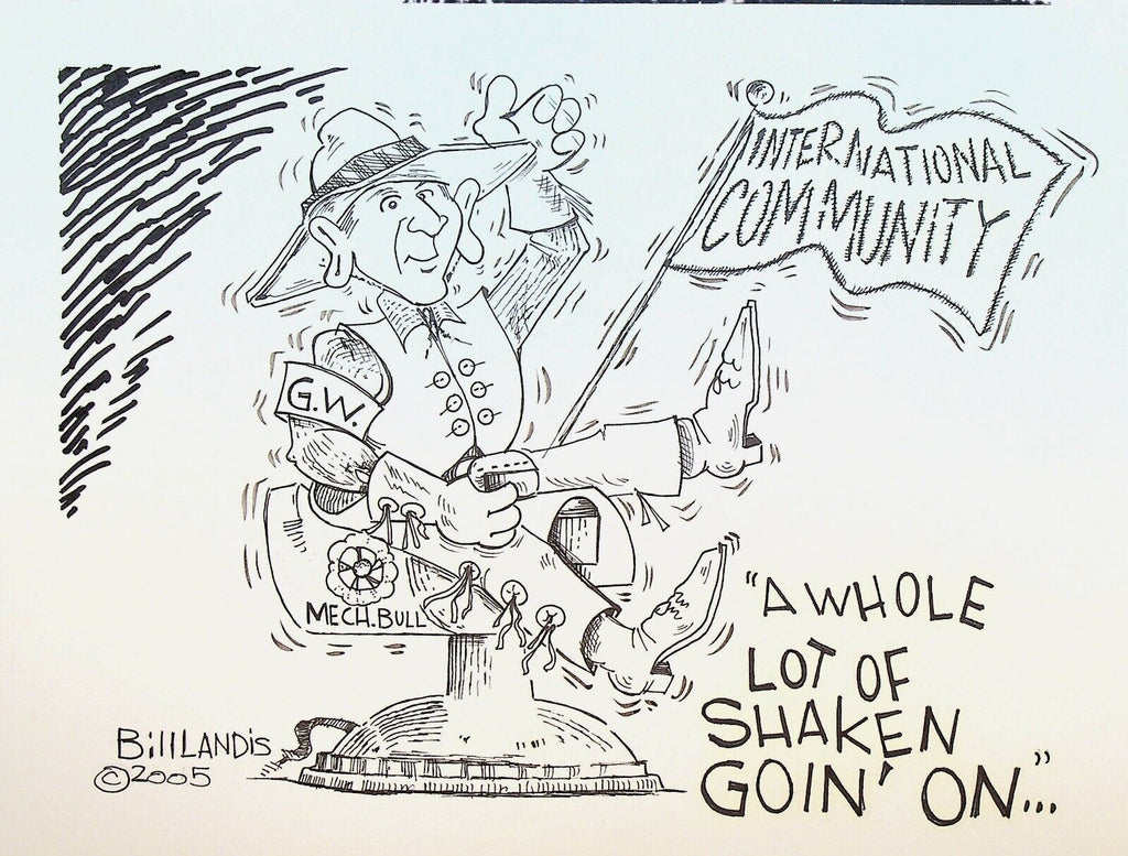 Bill Landis Original Cartoon Art The Villages Daily Sun 2005 George W Bush