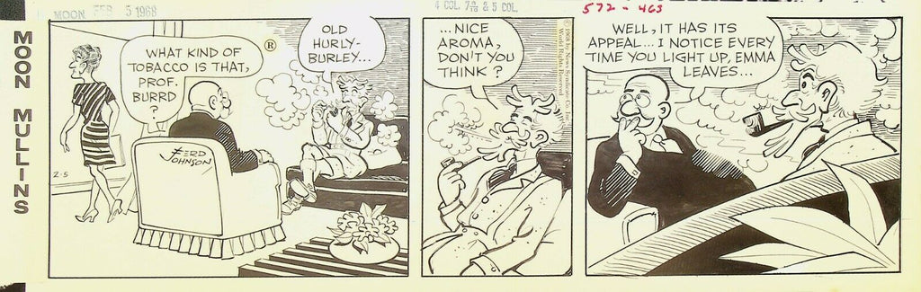 Moon Mullins Ferd Johnson Original Comic Strip Art February 5 1968