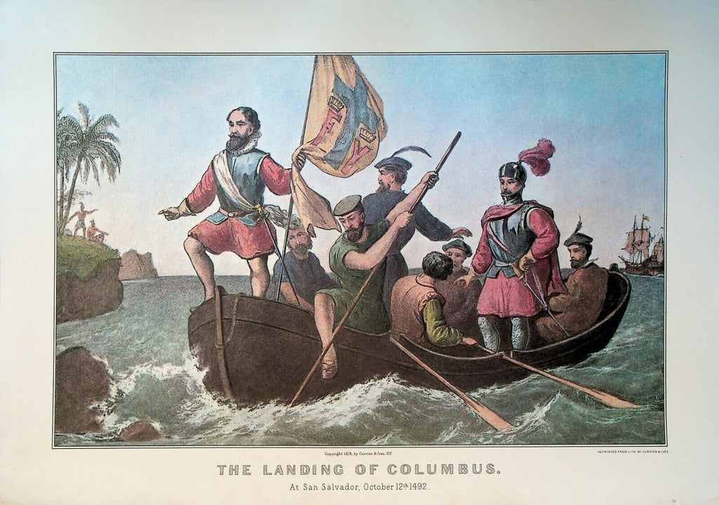Currier & Ives Calendar Topper 1977 Landing of Columbus at San Salvador