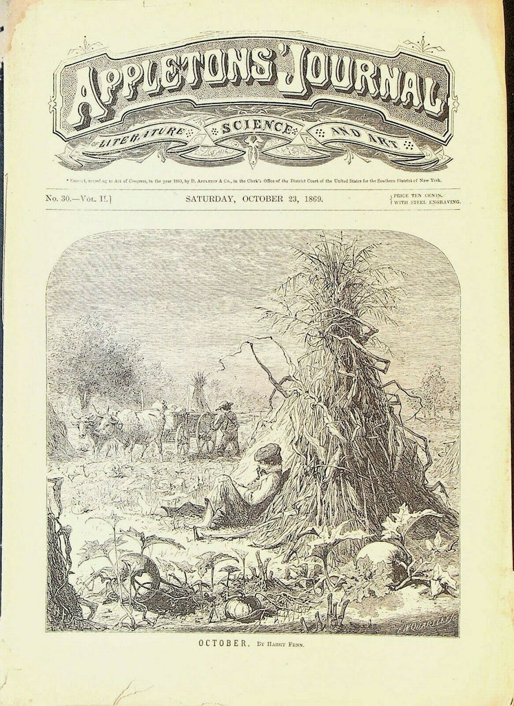 Appletons' Digest October 23 1869 Charles Dickens Lake George Herbert Spencer