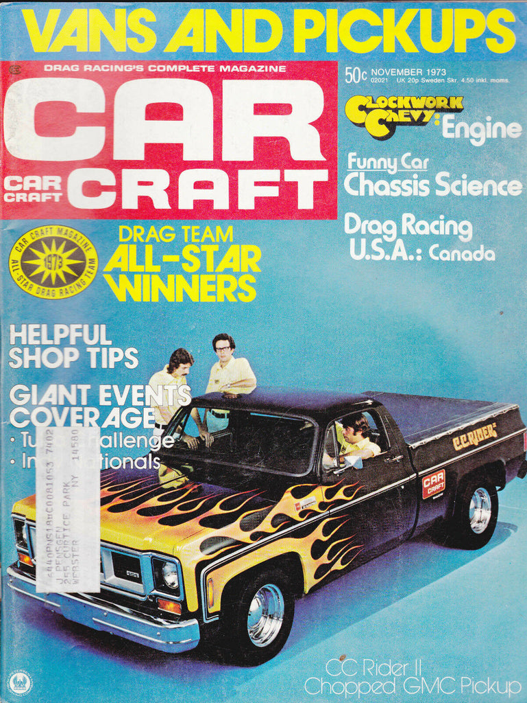 Car Craft Magazine Vans Pickups Drag Racing  November 1973  FREE US S/H