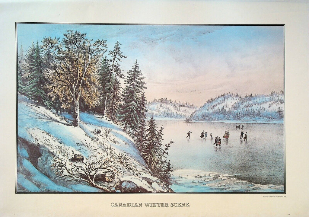Currier & Ives Calendar Topper 1982 Canadian Winter Scene
