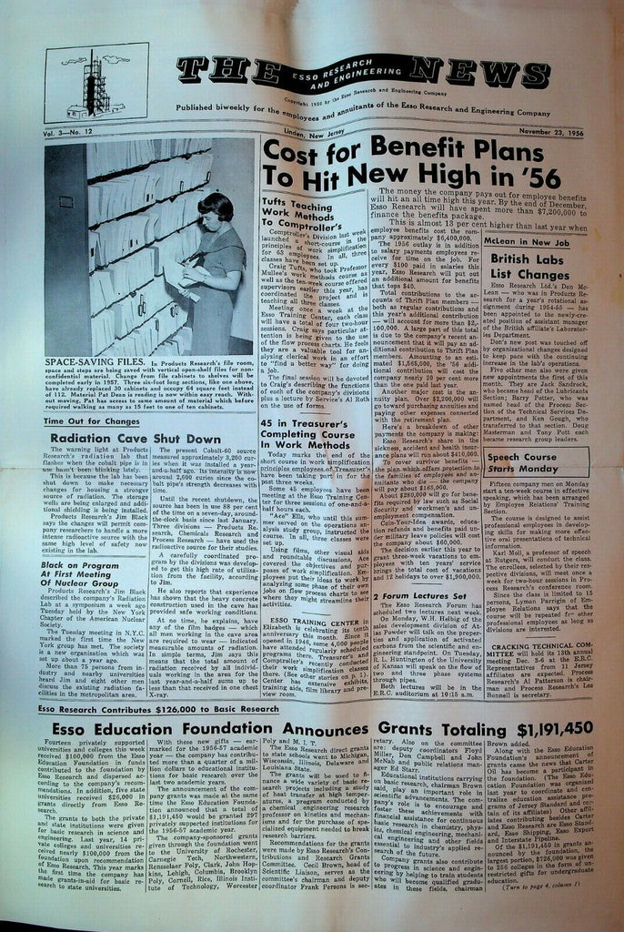 Esso Research & Engineering Company News November 23 1956 Employees