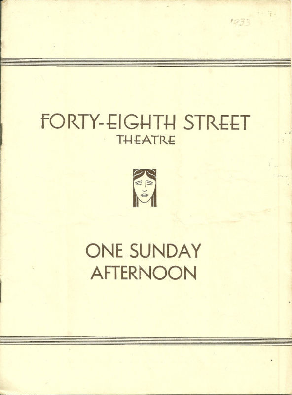 One Sunday Afternoon Playbill July 17 1933 Lloyd Nolan Francesca Bruning