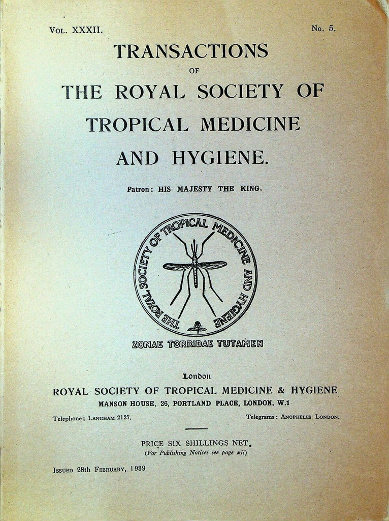 Royal Society of Tropical Medicine & Hygiene February 1939 Yellow Fever