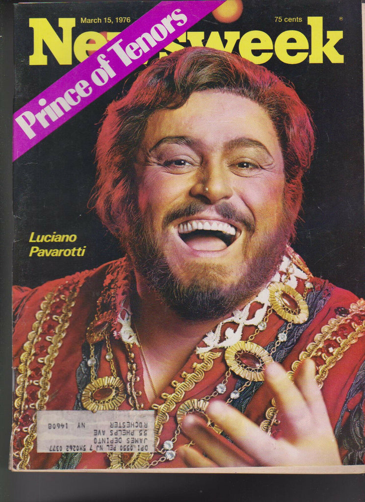 Newsweek Magazine Luciano Pavarotti Chico Resch  March 15 1976