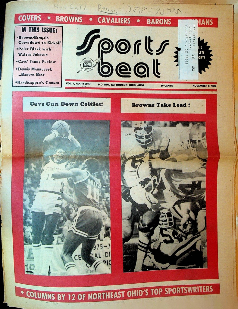 Sports Beat Magazine November 6 1977 Dennis Maruk Terry Furlow
