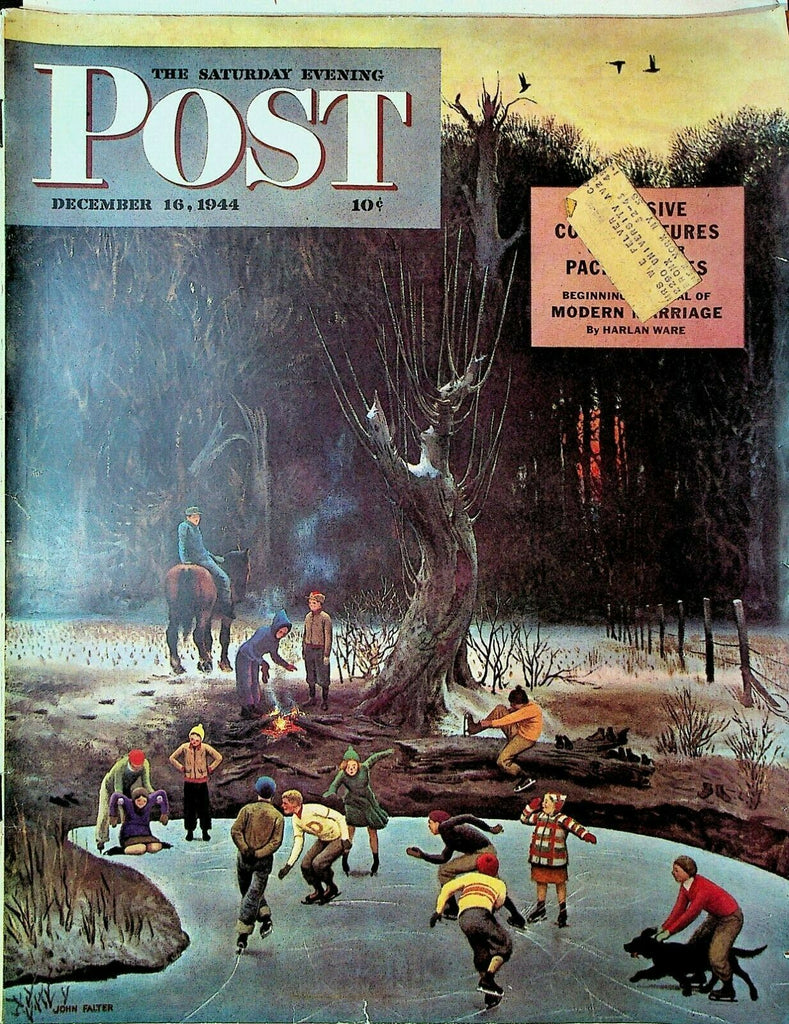 Saturday Evening Post December 16 1944 John Falter Ice Skating World War II
