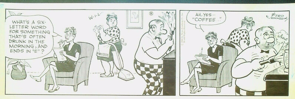 Moon Mullins Ferd Johnson Original Comic Strip Art January 12 1968
