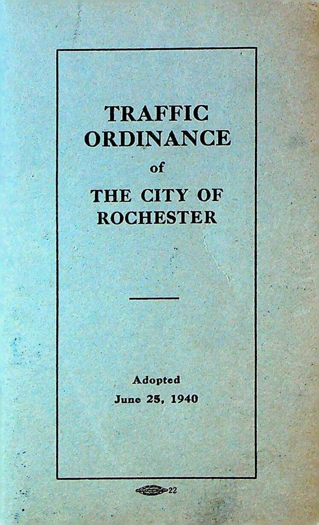 Traffic Ordinance of the City of Rochester 1940 Booklet Automobiles Cars NY