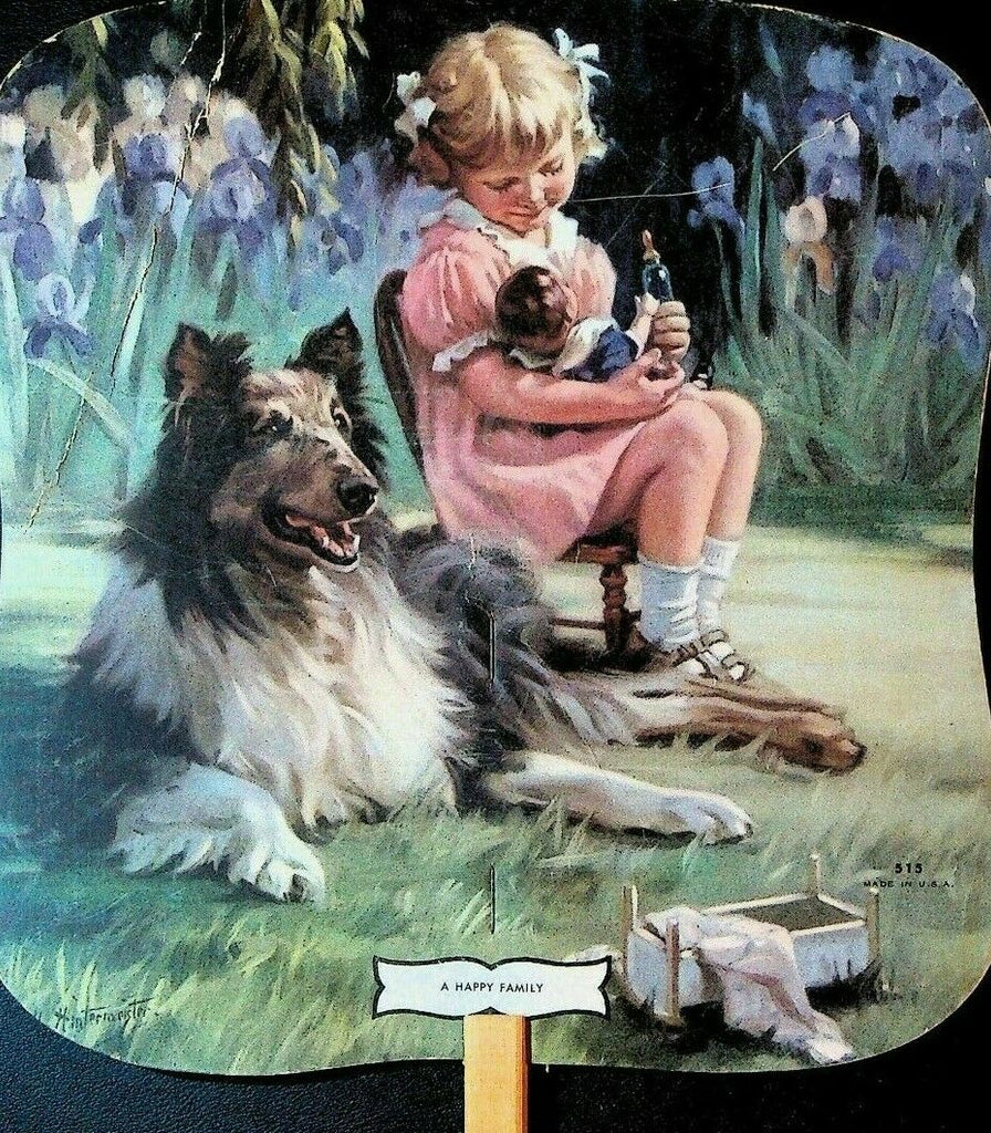 Advertising Fan Haines the Shoe Wizard Pennsylvania Girl & Collie
