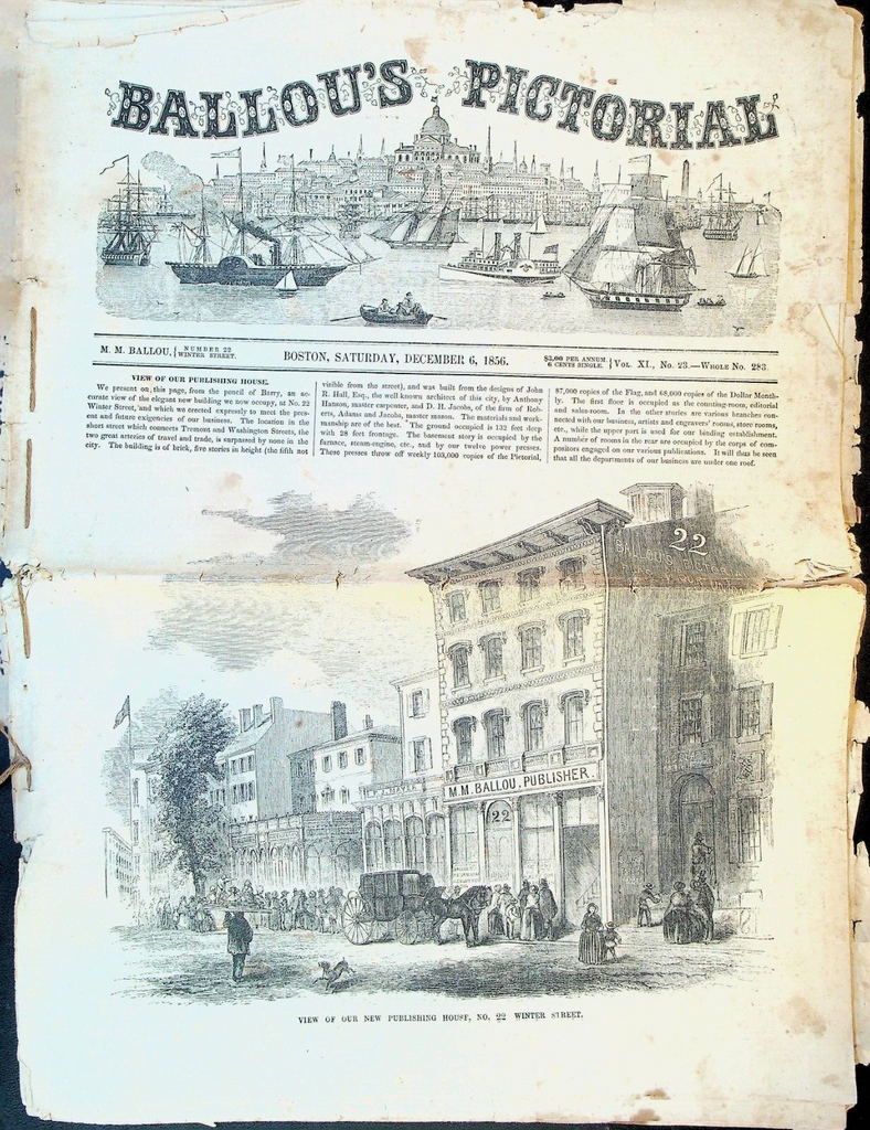 Ballou's Pictorial Magazine December 6 1856 Lancaster Mass Wyzeman Marshall