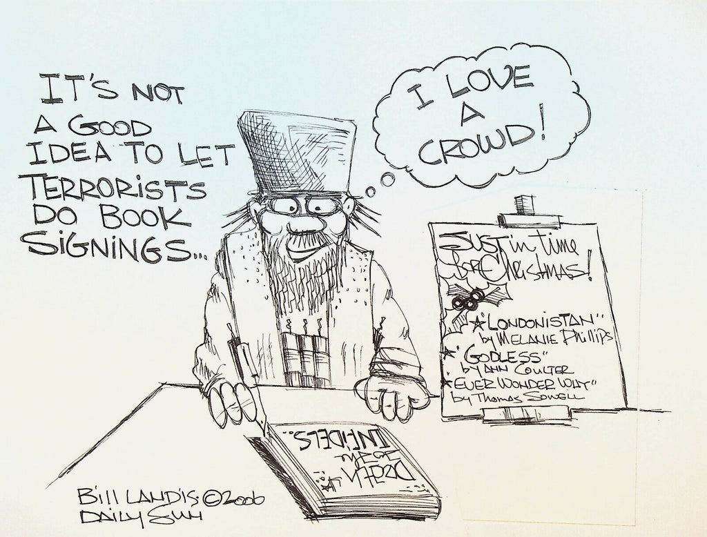 Bill Landis Original Cartoon Art The Villages Daily Sun 2006 Terrorism